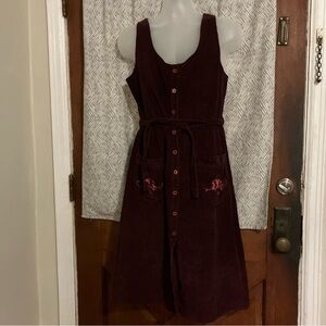 Chic Burgundy Corduroy Midi Dress